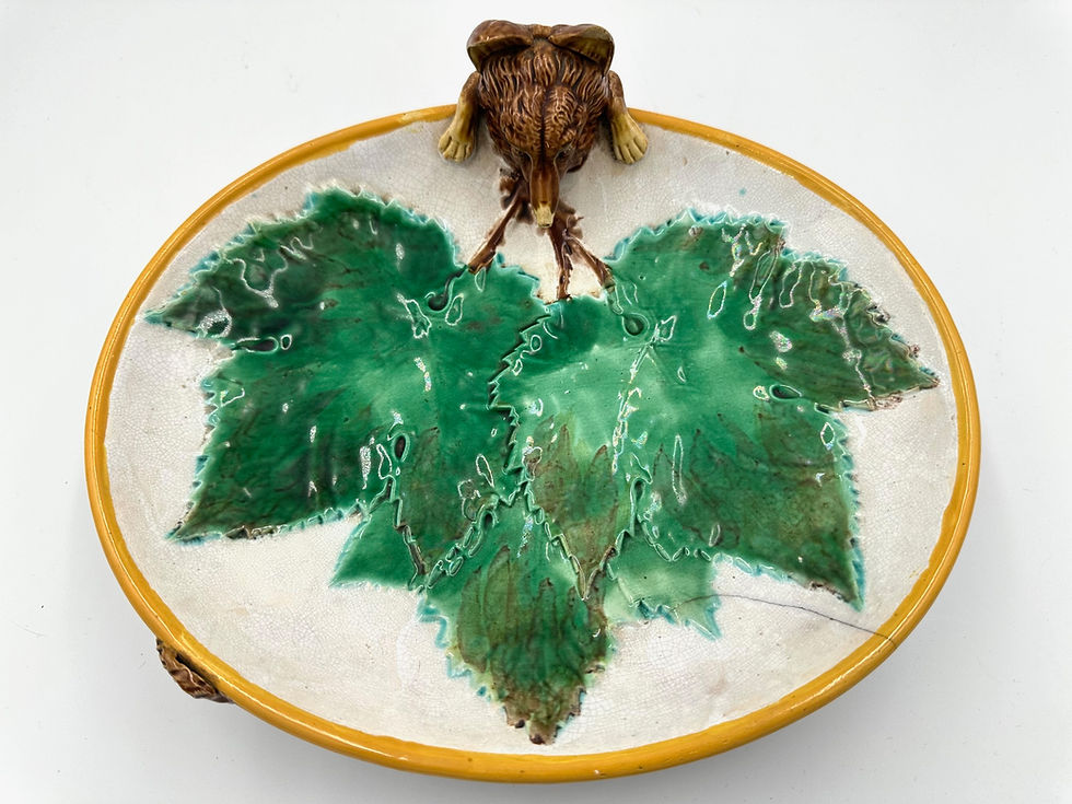 Thumbnail: George Jones Majolica Fox Dish c. 1869