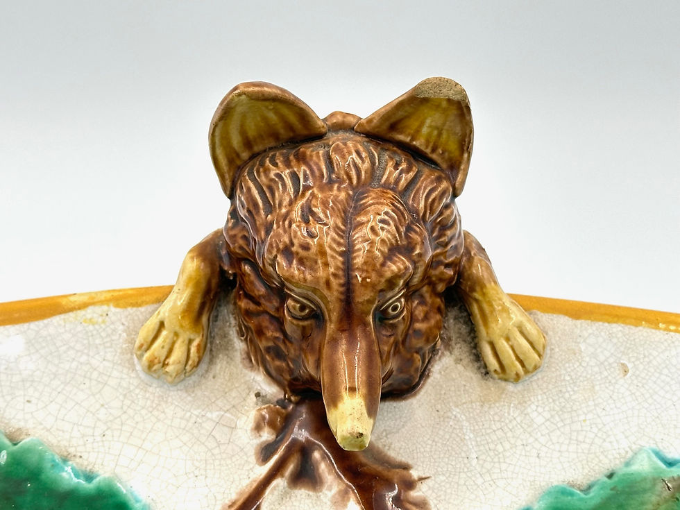 Thumbnail: George Jones Majolica Fox Dish c. 1869