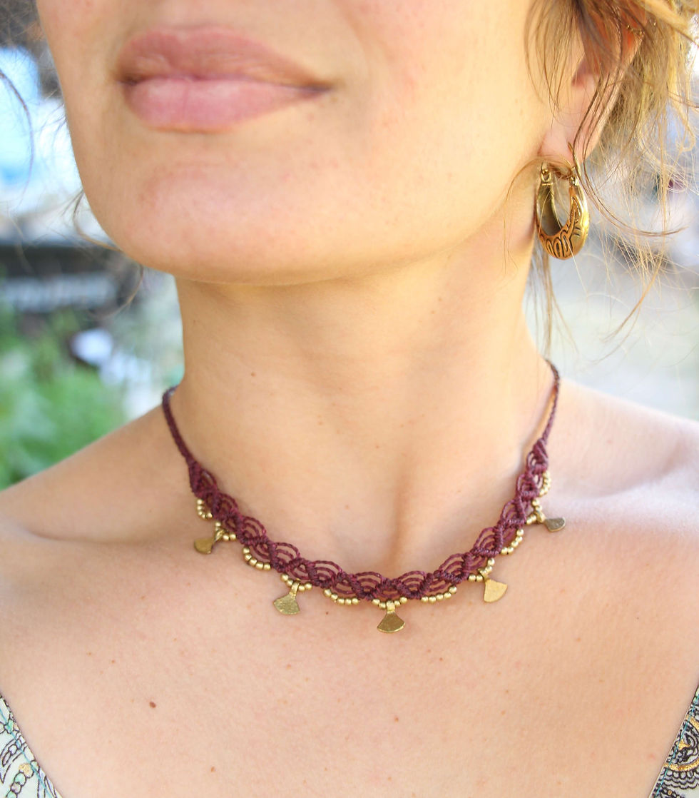 שרשרת מקרמה קלאסית תליוני פעמונים צבעים לבחירה