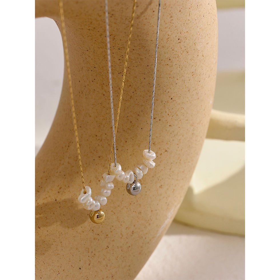 Thumbnail: Stainless Steel Minimalist Charm Pearls 