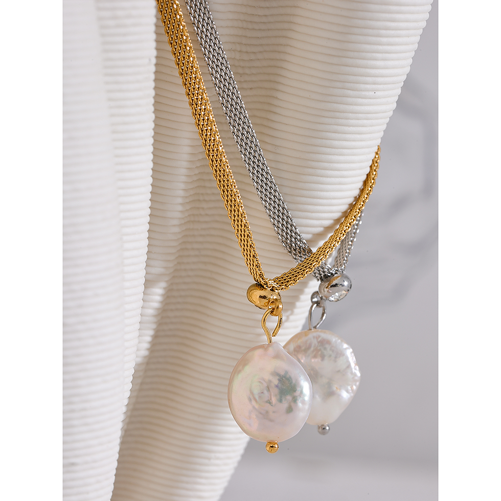 Thumbnail: Stainless Steel Minimalist Charm Pearls 