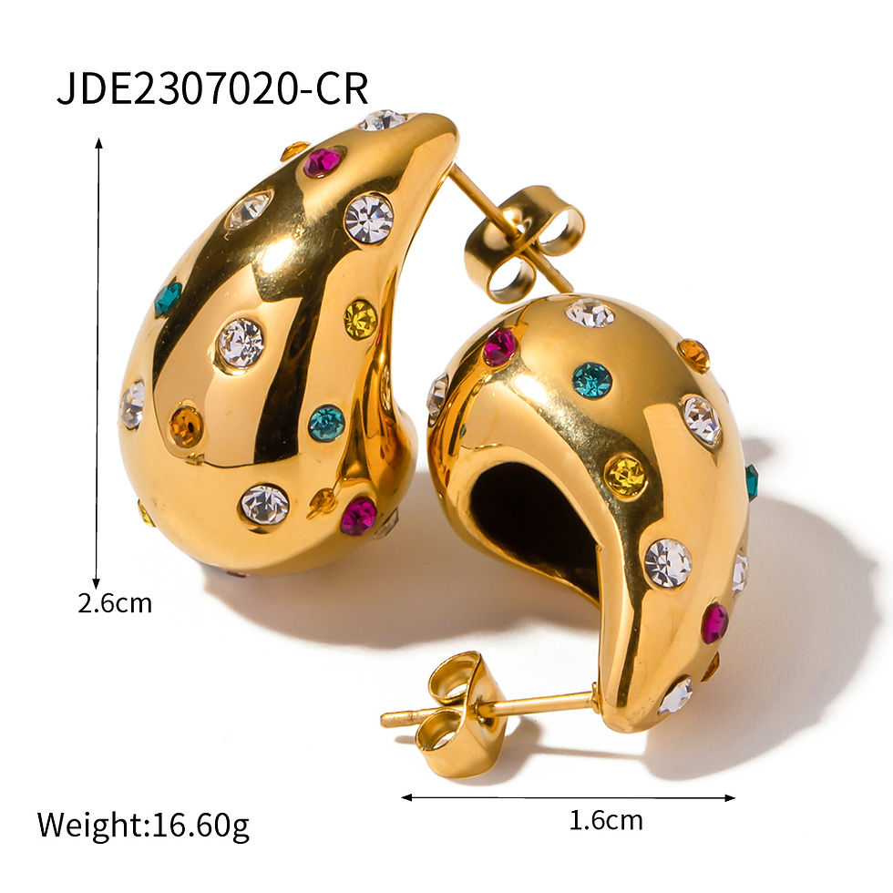 Thumbnail: Diamond studded Tear drops Earrings 
