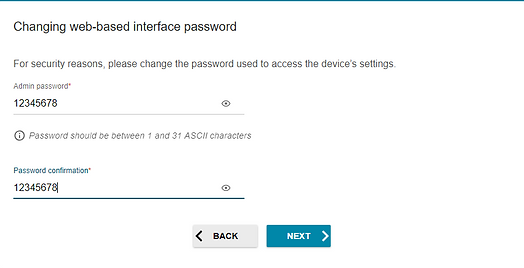 web interface password
