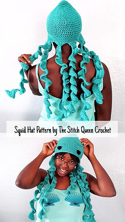 Crochet Squid Tentacle Hat Pattern by The Stitch Queen Crochet