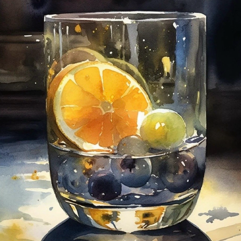 Verre et transparence aquarelle