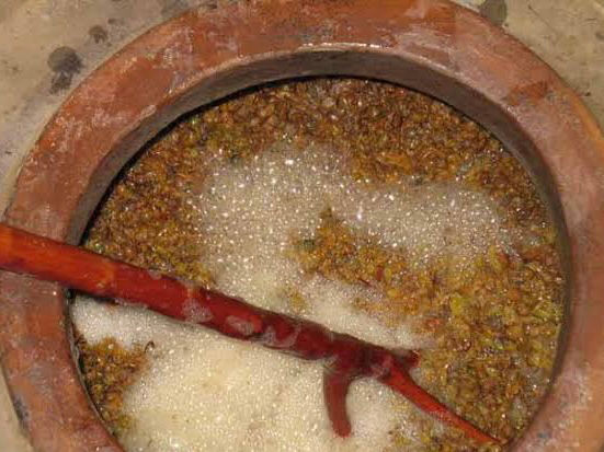 Wine made in Qvevri skin and juice together