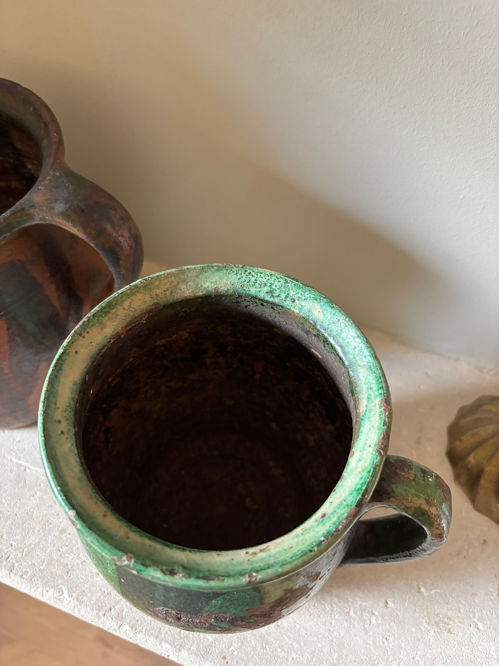 Thumbnail: Set van 2 vintage potten kannen terracotta 