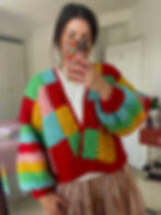 Thumbnail: Aran granny squares and stripes cardigan- PDF pattern