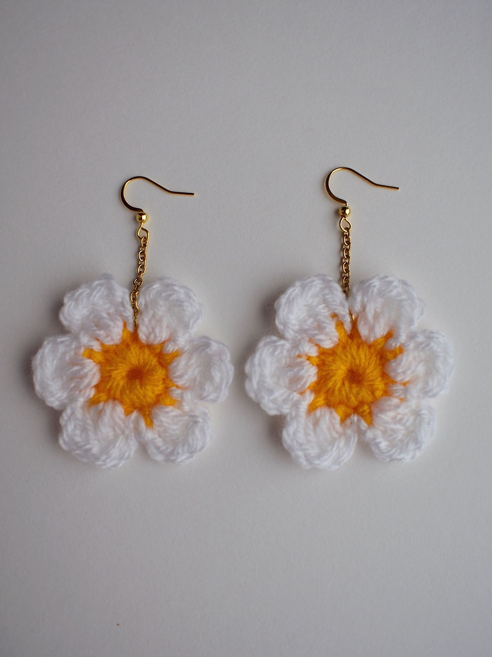 Thumbnail: Classic custom colour crocheted flower earrings