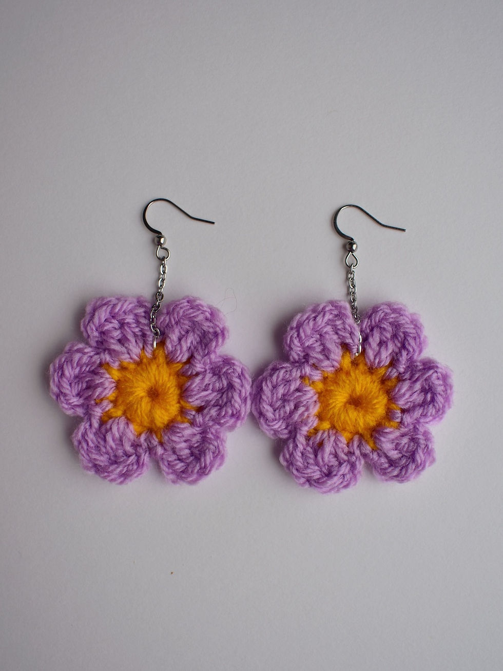 Thumbnail: Classic custom colour crocheted flower earrings