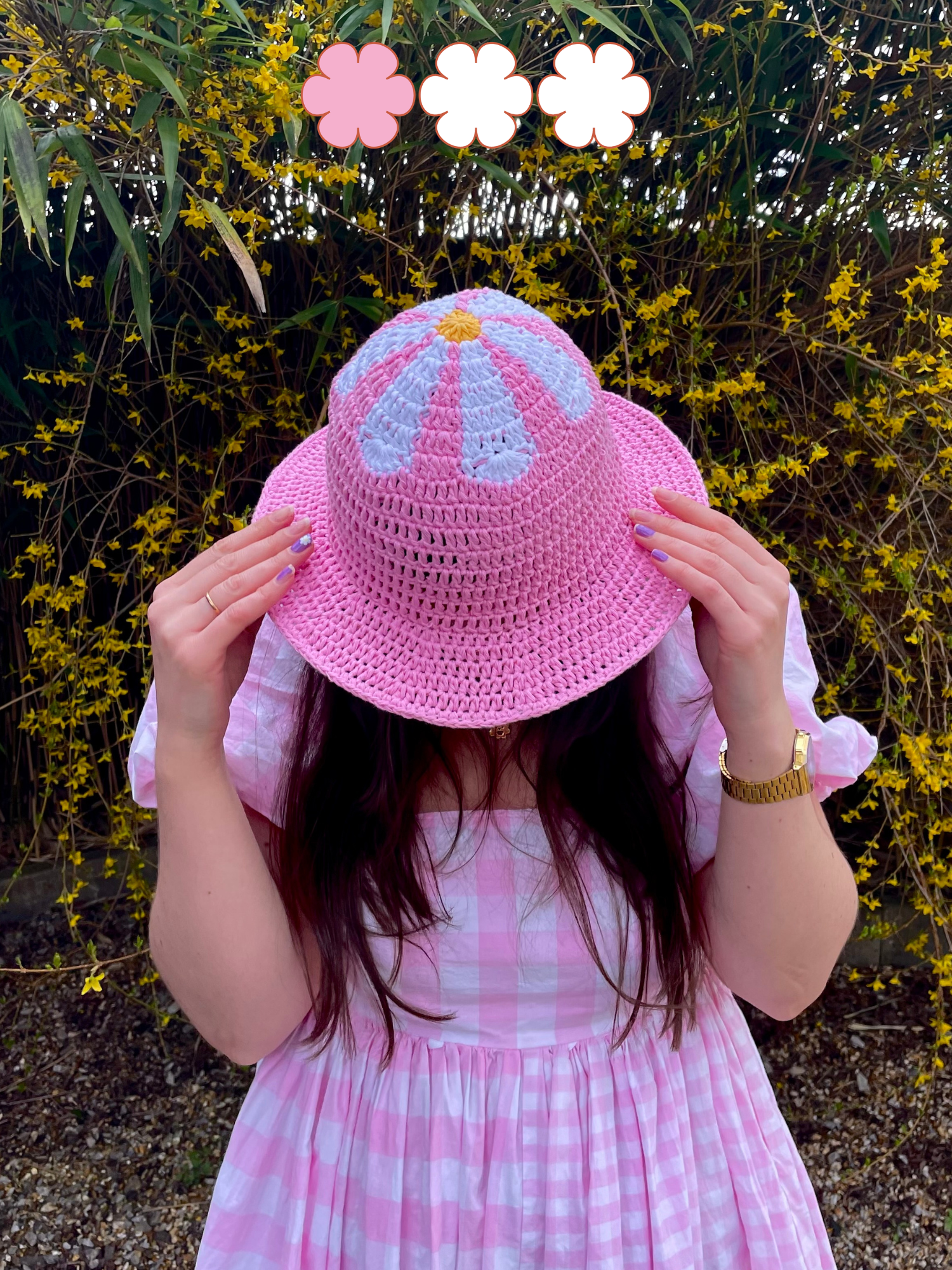 Crocheted summer flower top hat- PDF pattern