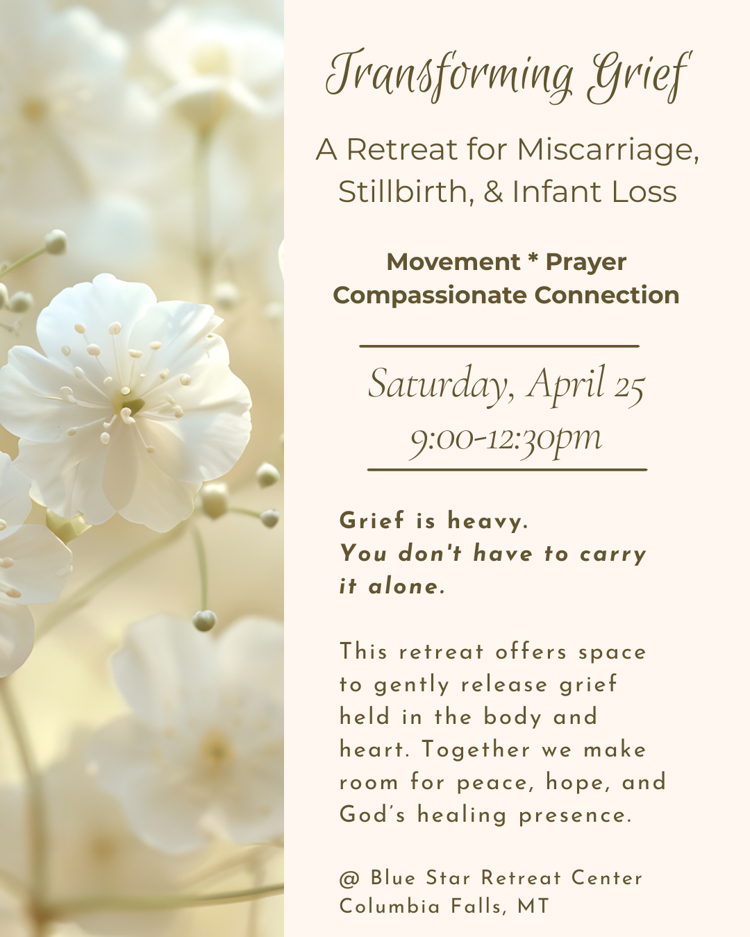 Transforming Grief: A Retreat for Miscarriage, Stillbirth, & Infant Loss - April