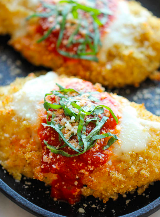 Quinoa Crusted Chicken Parmesan