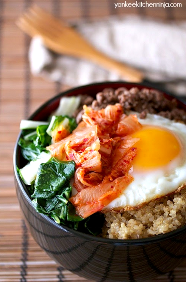 Beef Bowl with Kimchi and Bok Choy