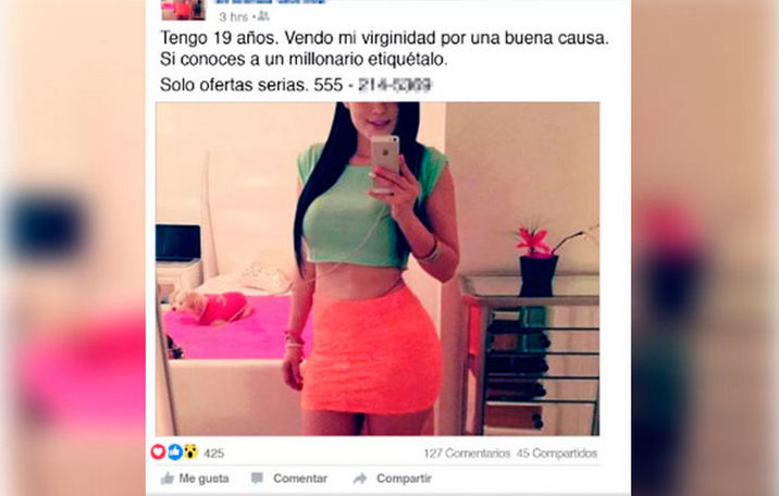 Vende su virginidad en 5 millones de pesos