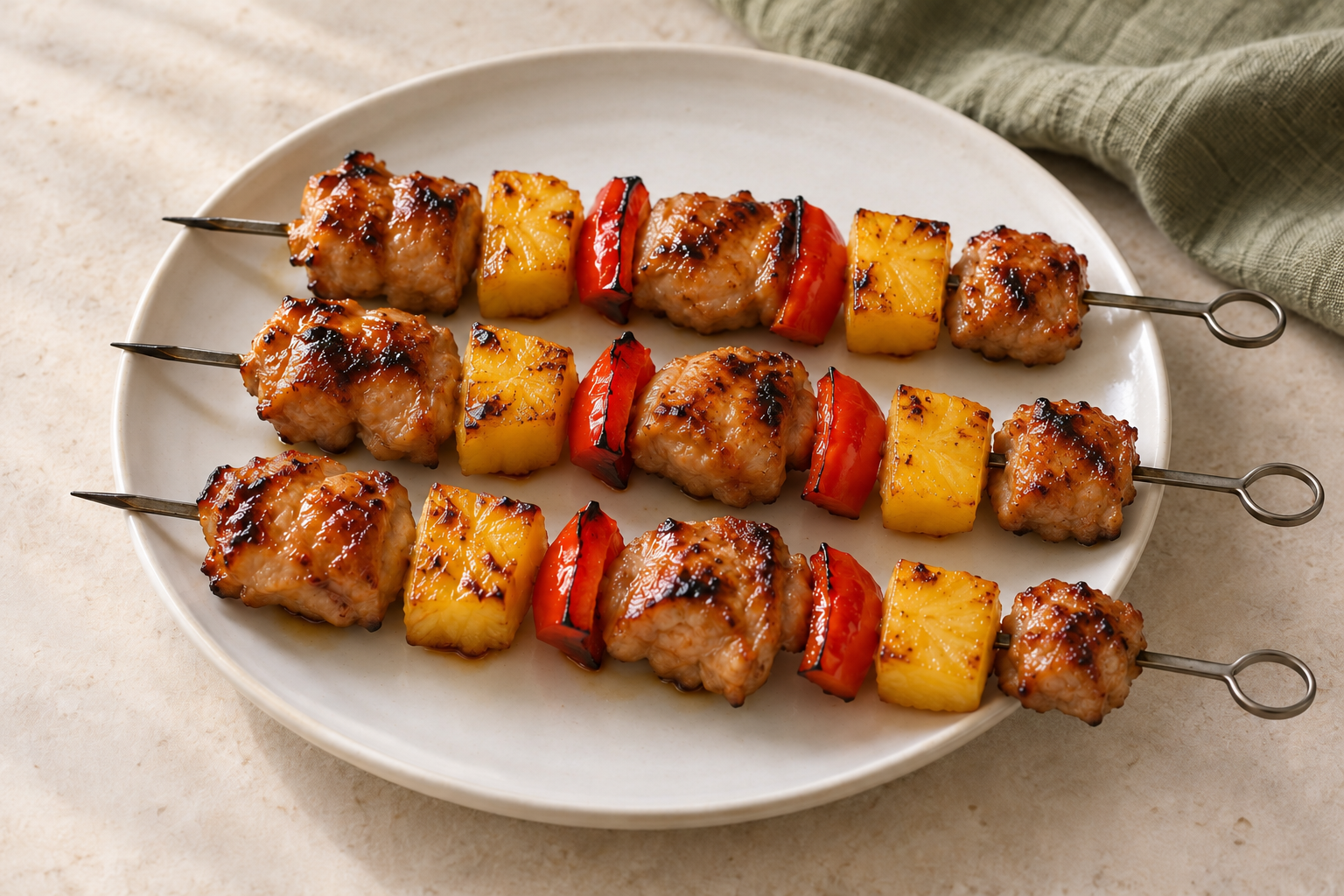 꿀간장 닭고기 파인애플꼬치 / Honey Soy Chicken Pineapple Skewers