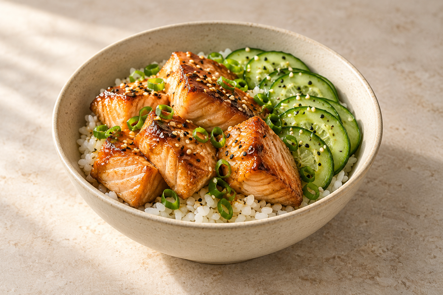 꿀간장 연어 오이덮밥 / Honey Soy Salmon Cucumber Bowl