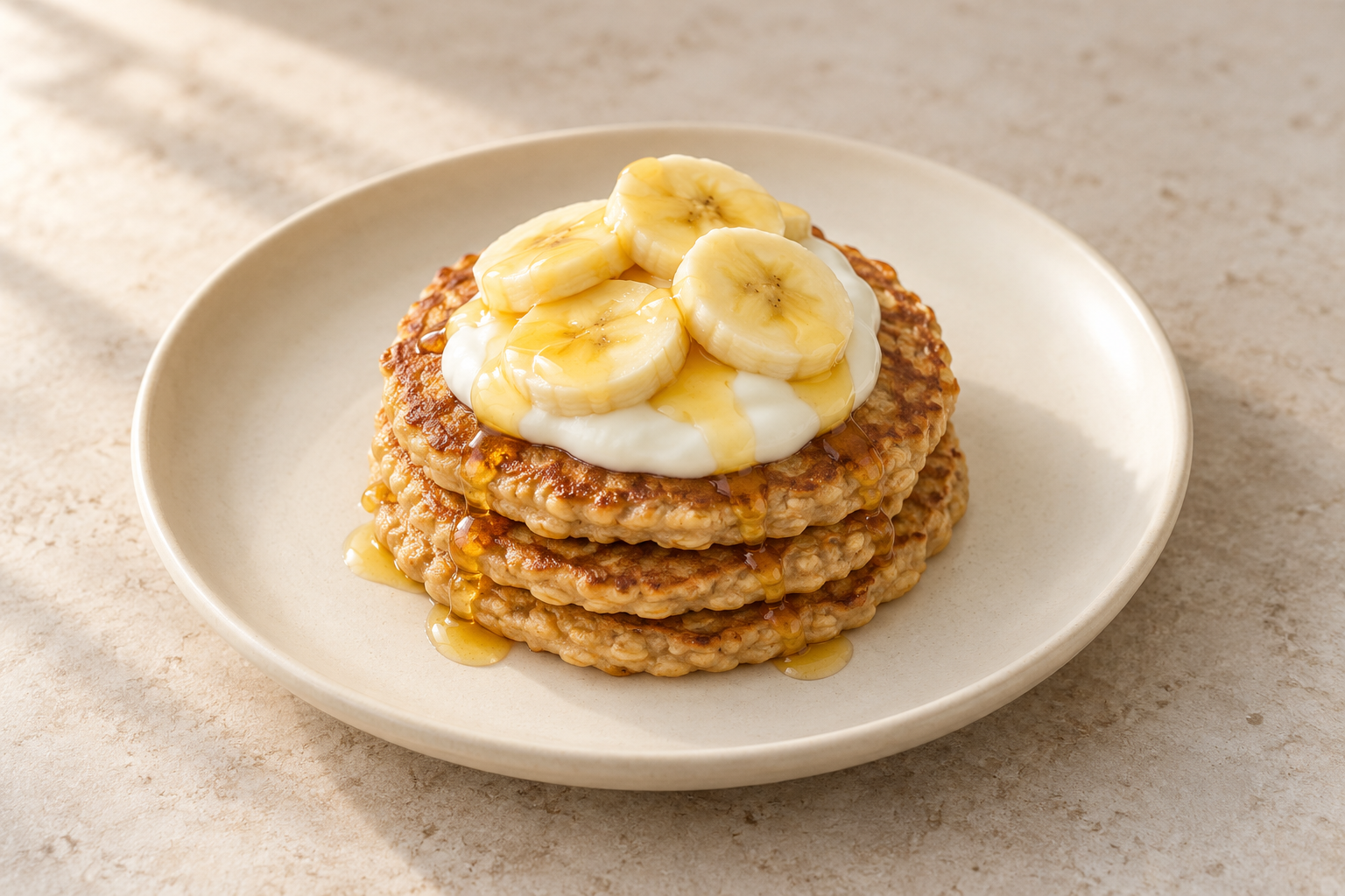 꿀바나나 오트 팬케이크 / Honey Banana Oat Pancakes