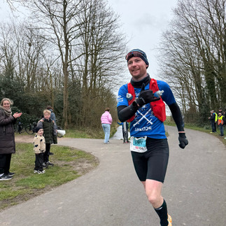 Ian tijdens de finish