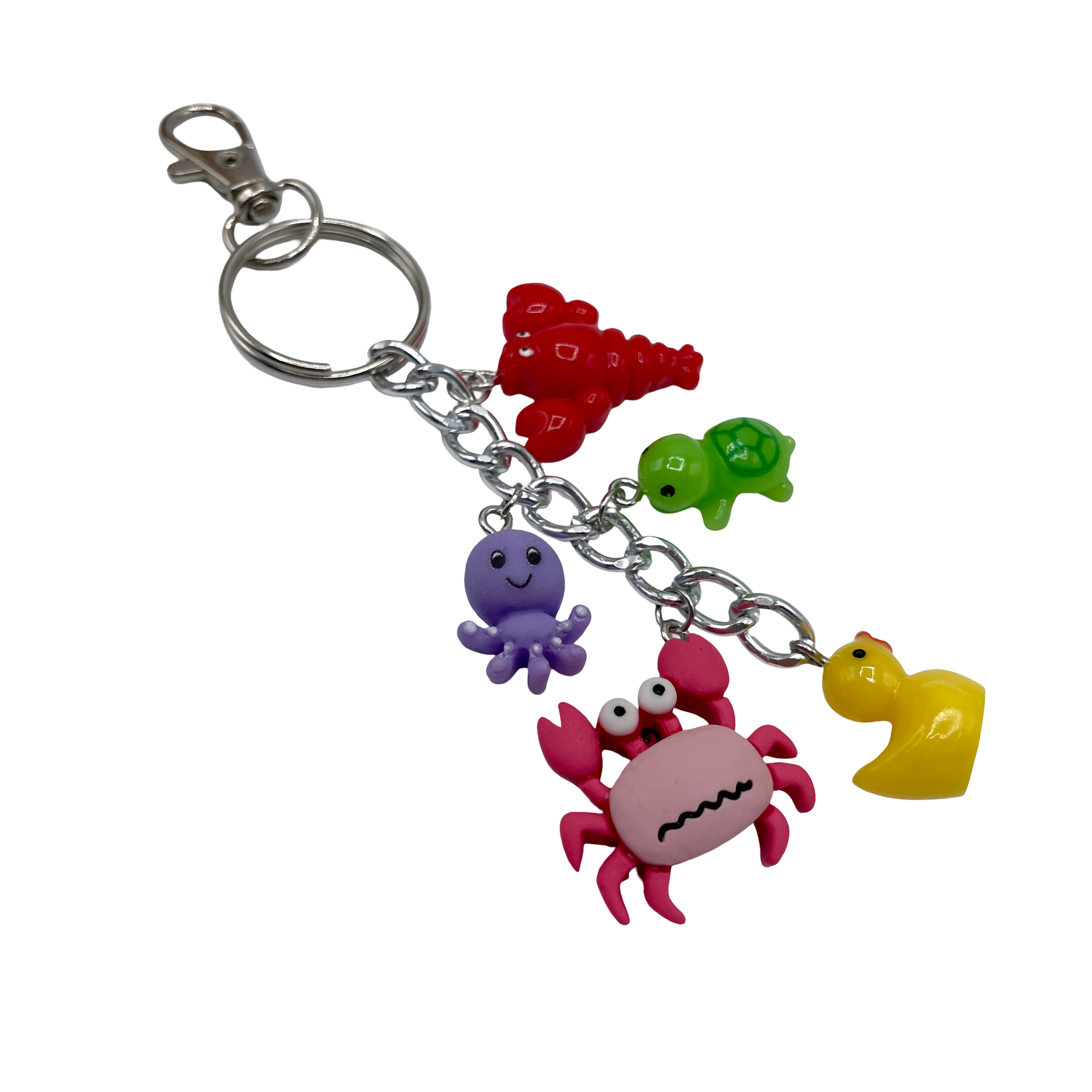 Porte-Clés Argenté - Homard Pieuvre Tortue Crabe Canard