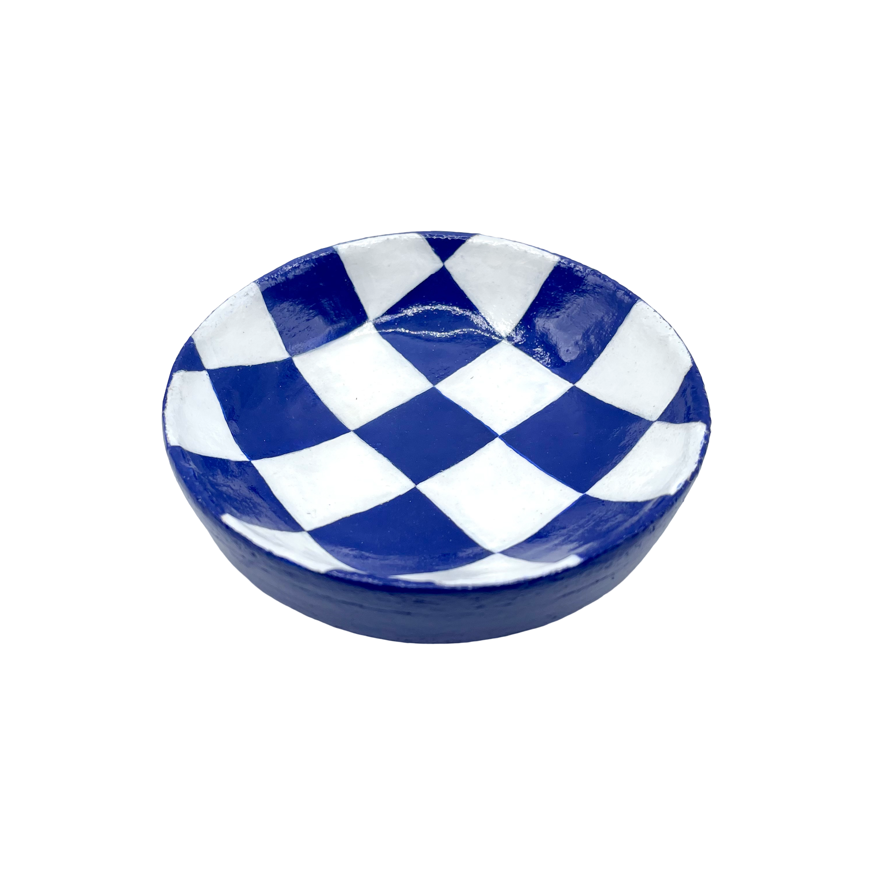 Petit Vide Poche à Carreaux - Bleu Marine