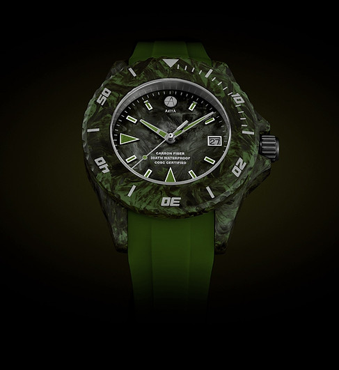 Raw Carbon divers green collection ArtyA sports watch
