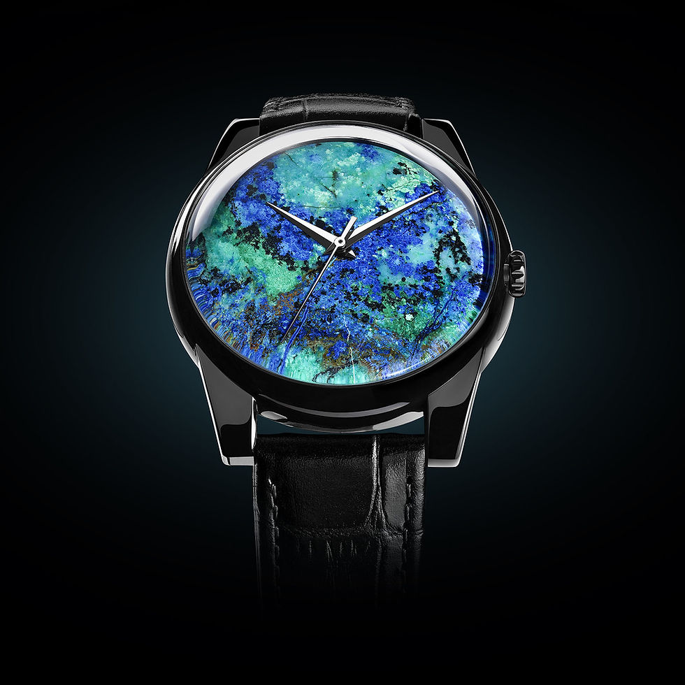 Dome glass Chrysocolla stone dial watch