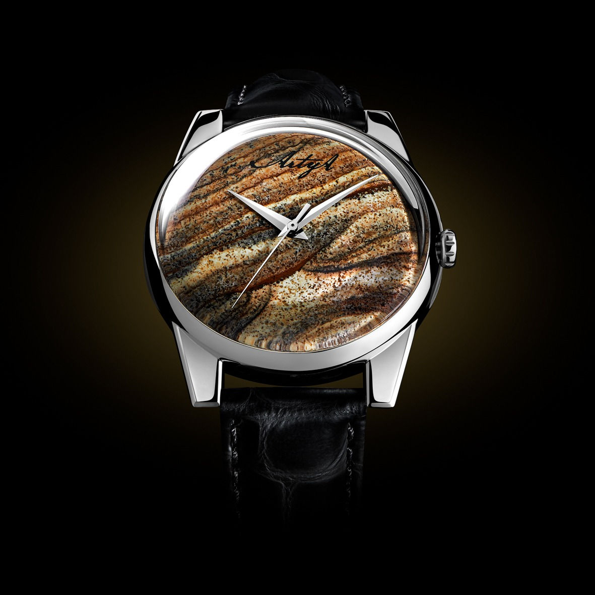 Swiss-made watch with dome-shaped crystal