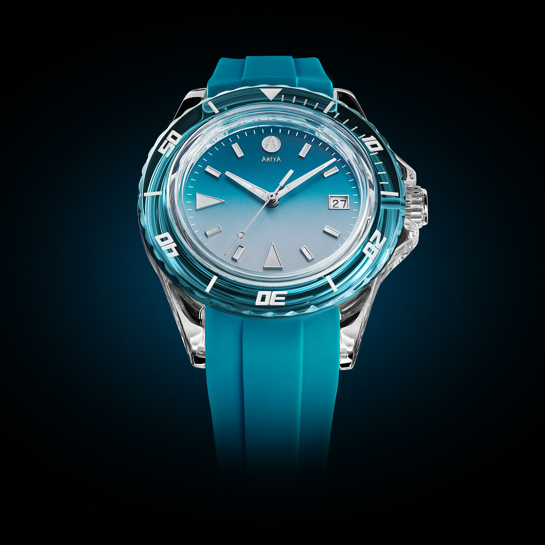 Orologio ArtyA AquaSaphir Cyan Gradient Cyan Bezel