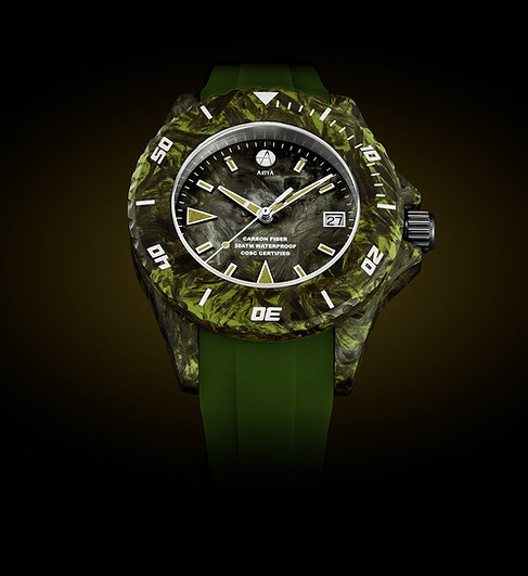 Raw Carbon divers green collection ArtyA sports watch
