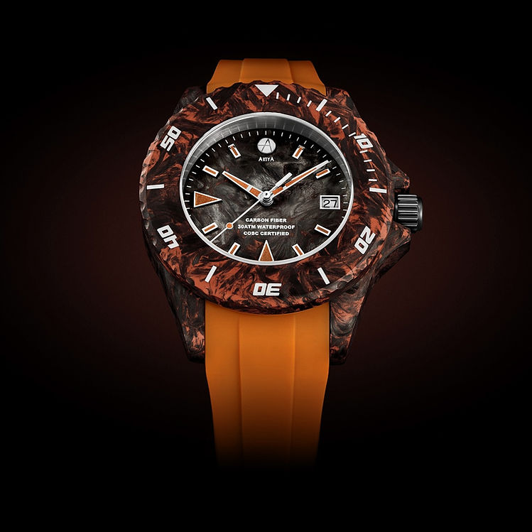 Raw Carbon divers orange collection ArtyA sports watch