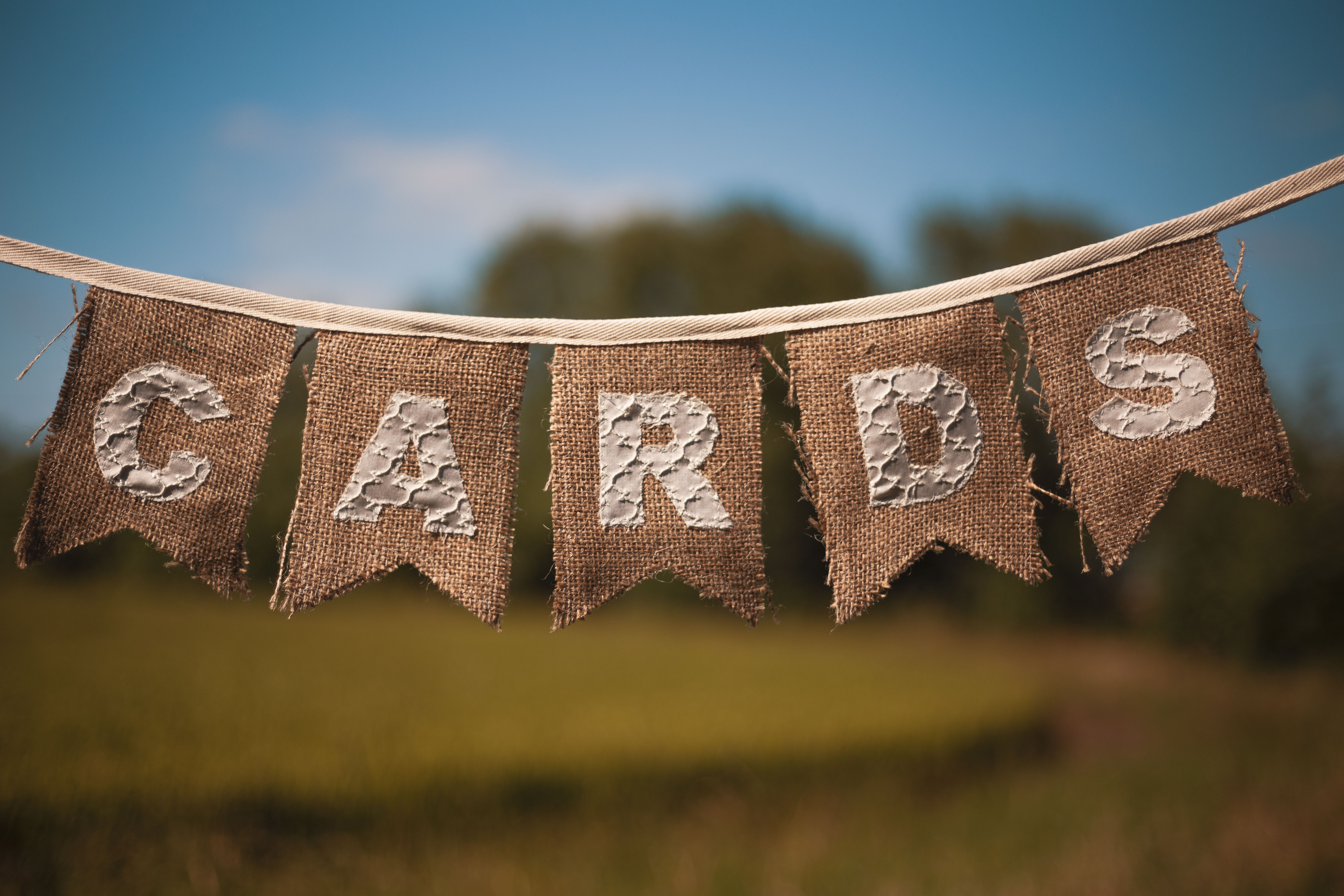 Silver "Cards" Hessian Bunting