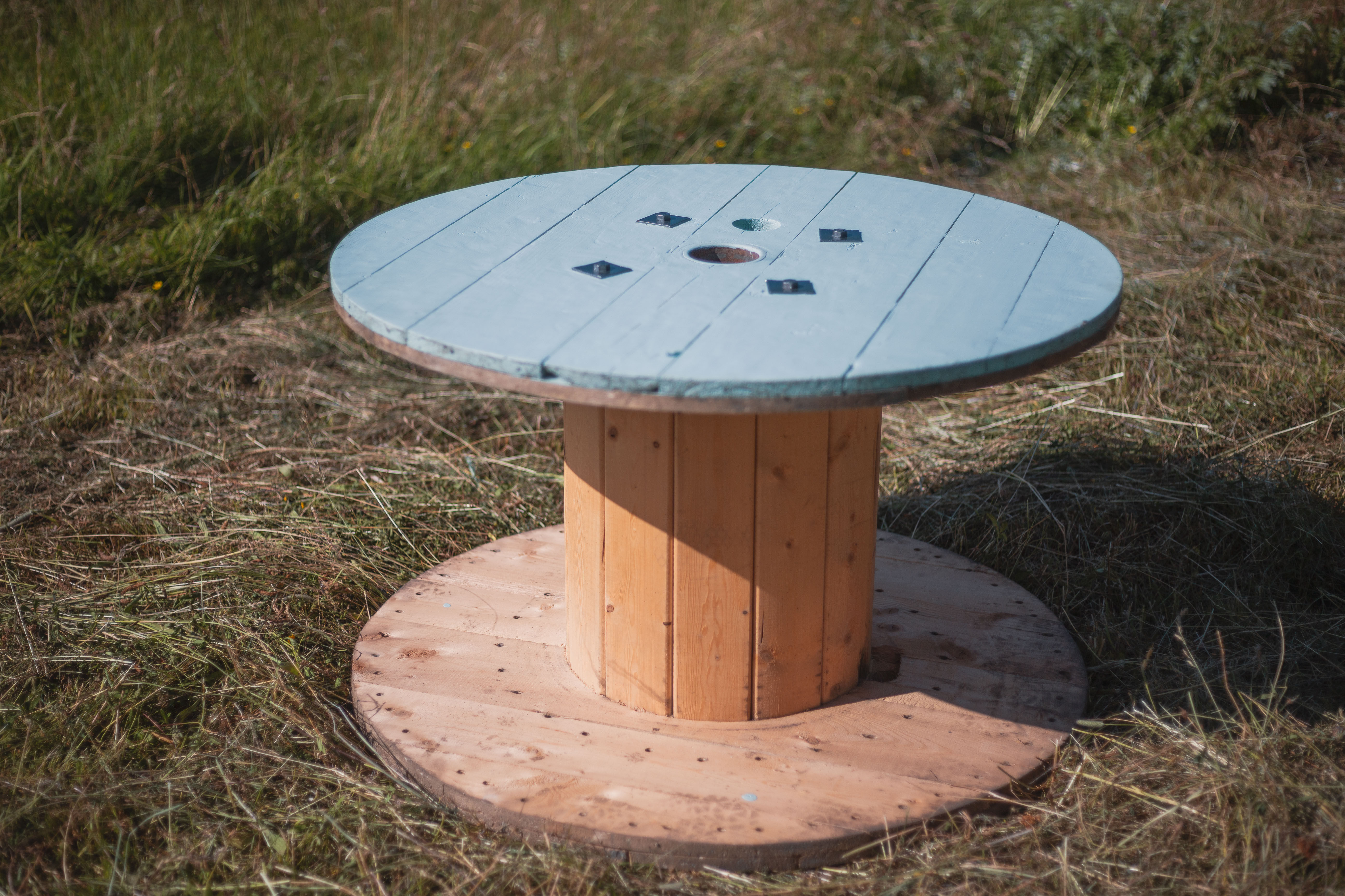 Turquoise Cable Reel Table