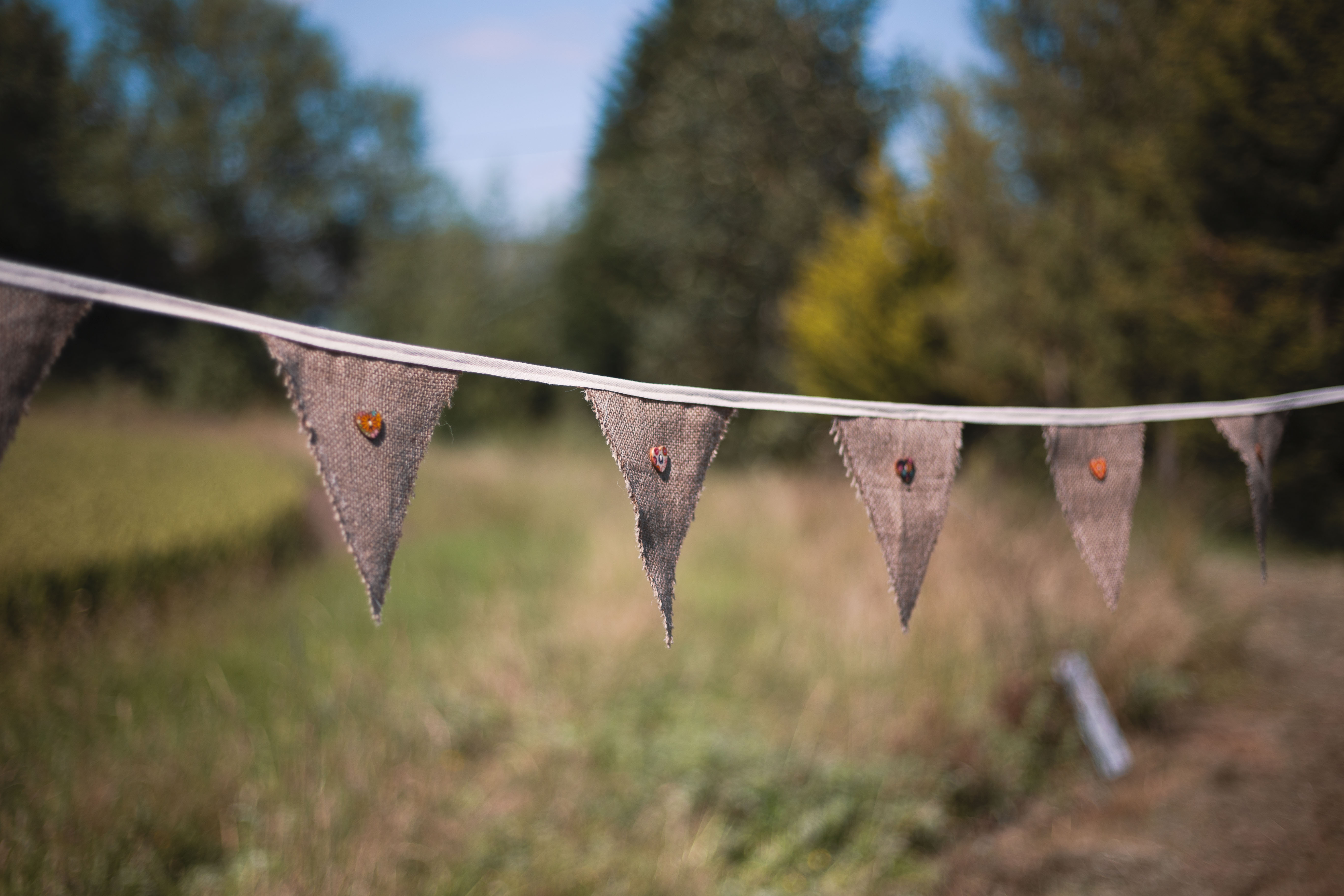 Hessian Heart Button Bunting
