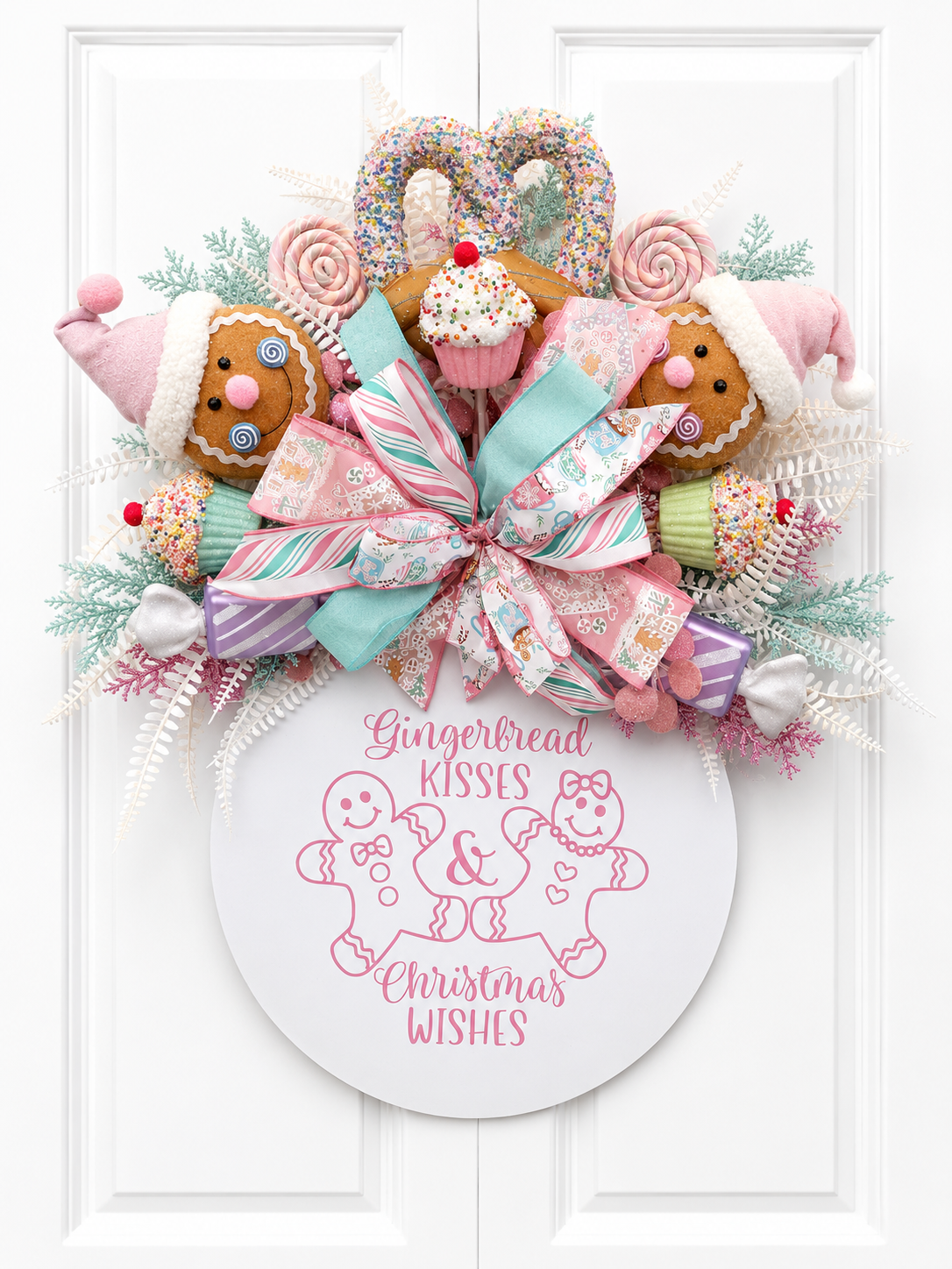 Gingerbread Kisses & Christmas Wishes Door Hanger