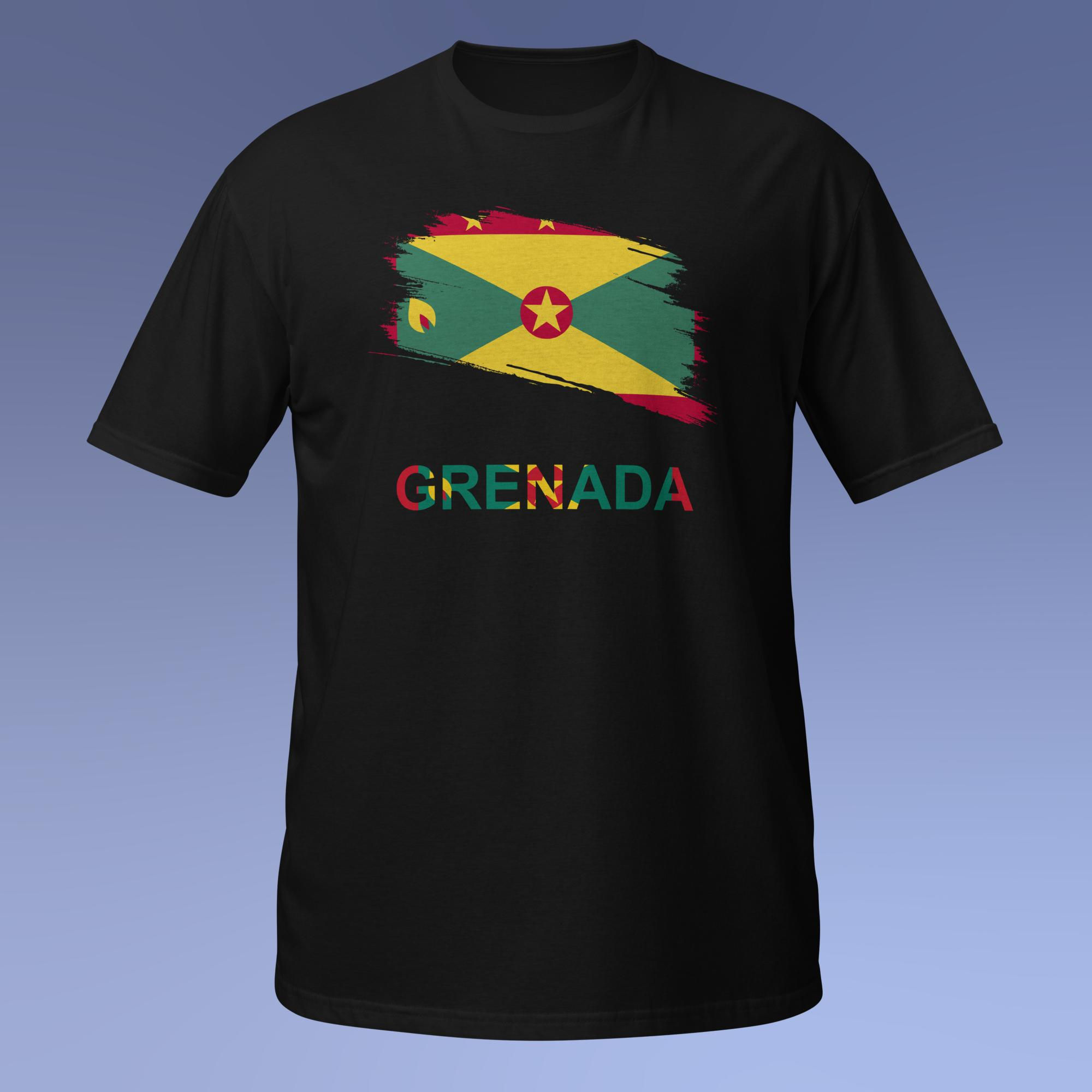 Grenada Flag Brush Graphic Short-Sleeve Unisex T-Shirt