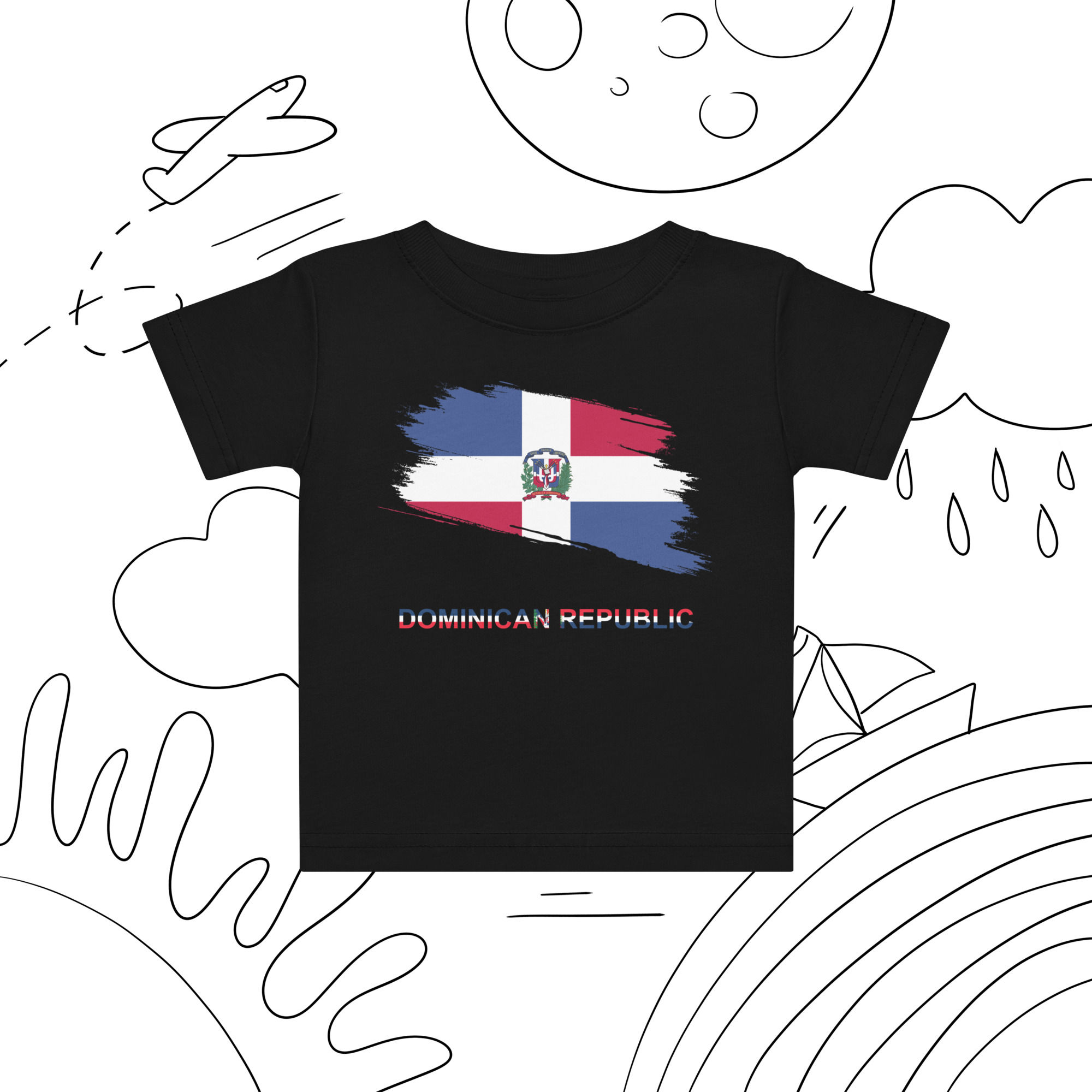 Baby Dominican Republic Flag Brush Graphic jersey t-shirt