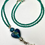 Thumbnail: Teal Blue & Silver Bling Glass Lampwork Heart Lanyard 