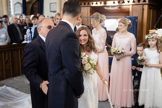 Marc's first look of Natasha at the Alter of North Cadbury Church.