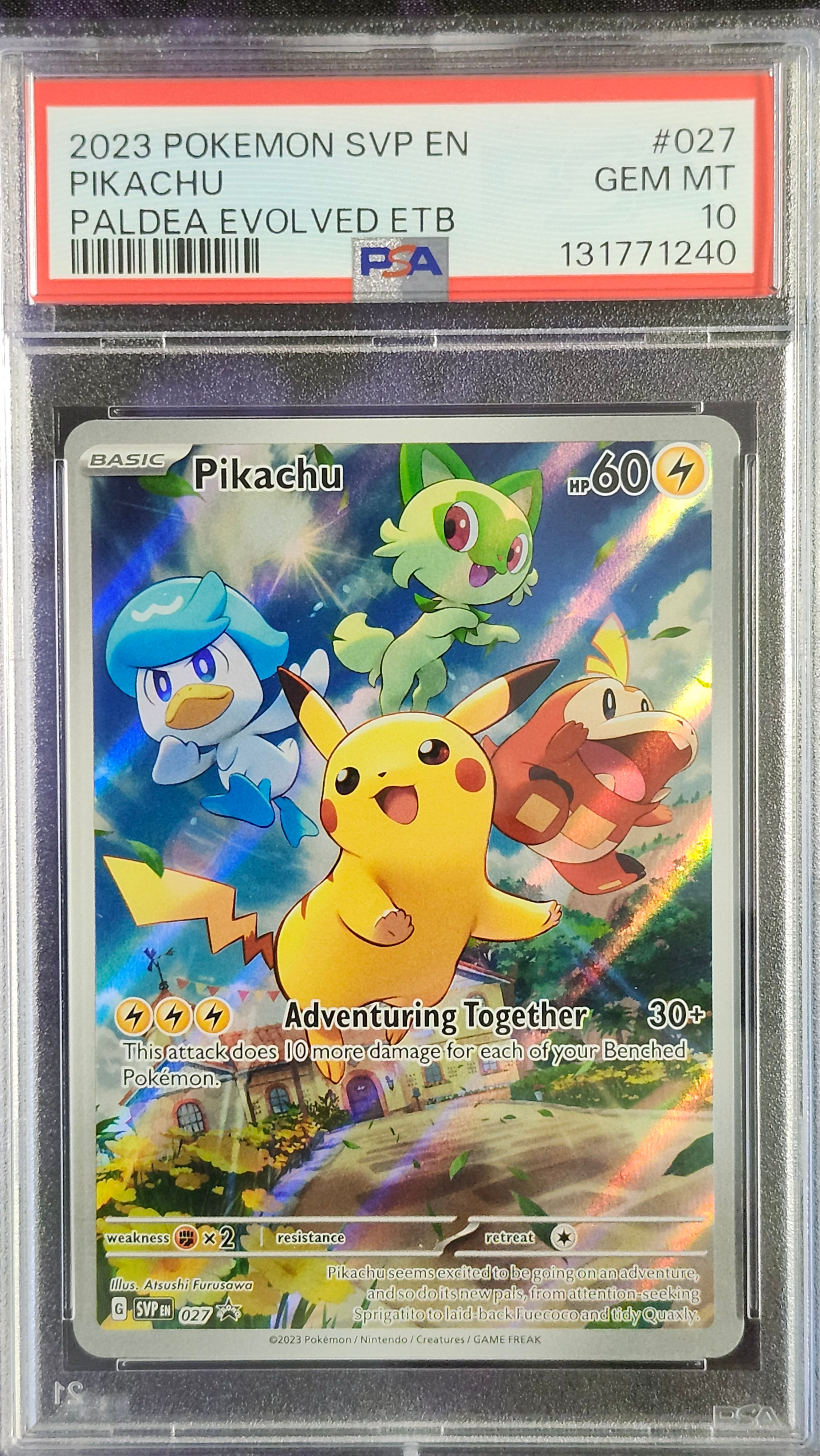 Pokemon PSA 10 Pikachu 027 Paldea Evolved ETB Promo
