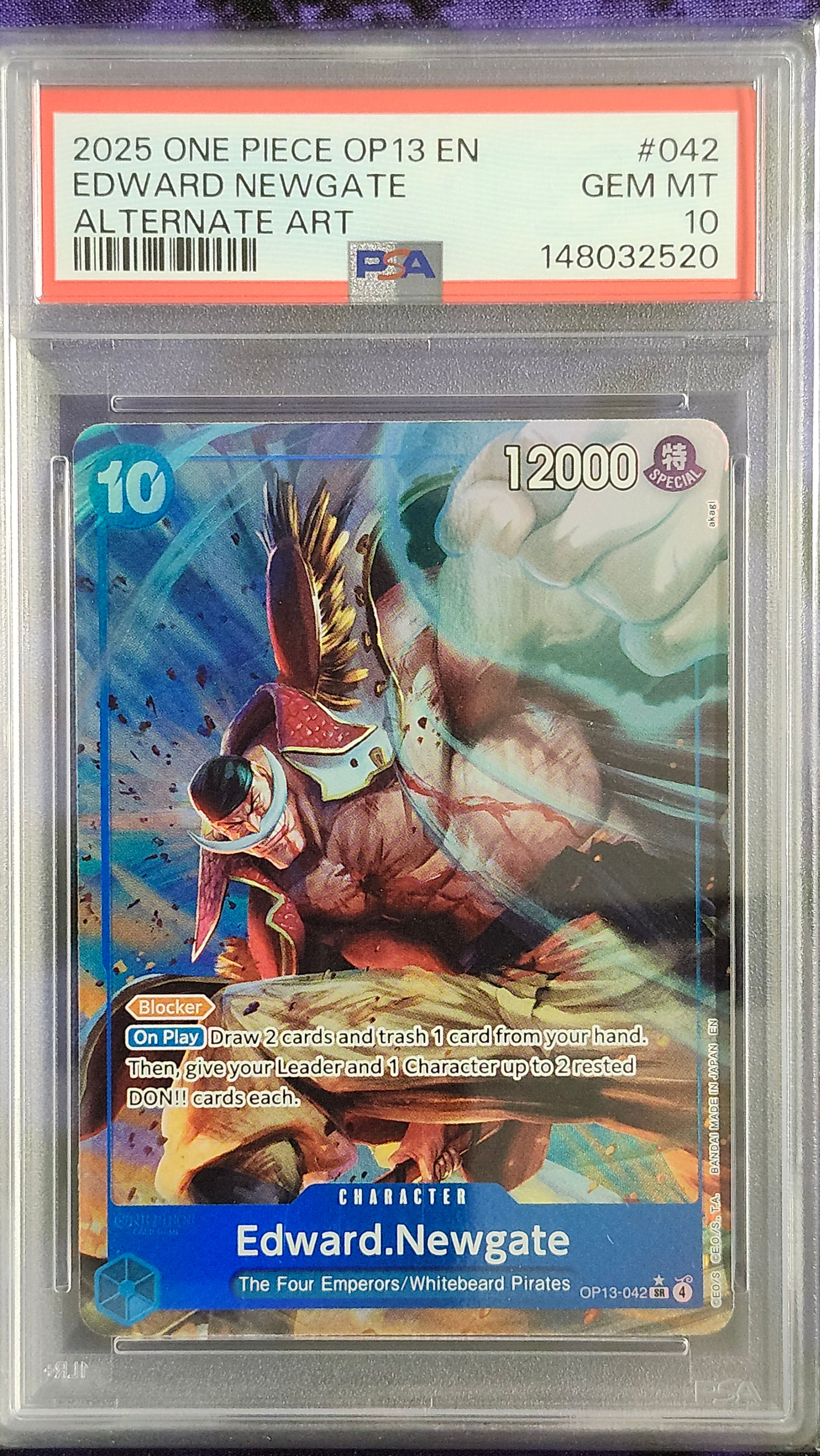One Piece PSA 10 Edward Newgate 042 Alt Art OP13 Carrying On His Will