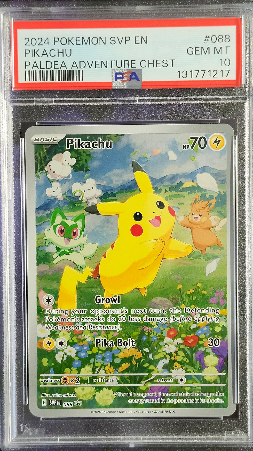 Pokemon PSA 10 Pikachu 088 Paldea Adventure Chest Promo