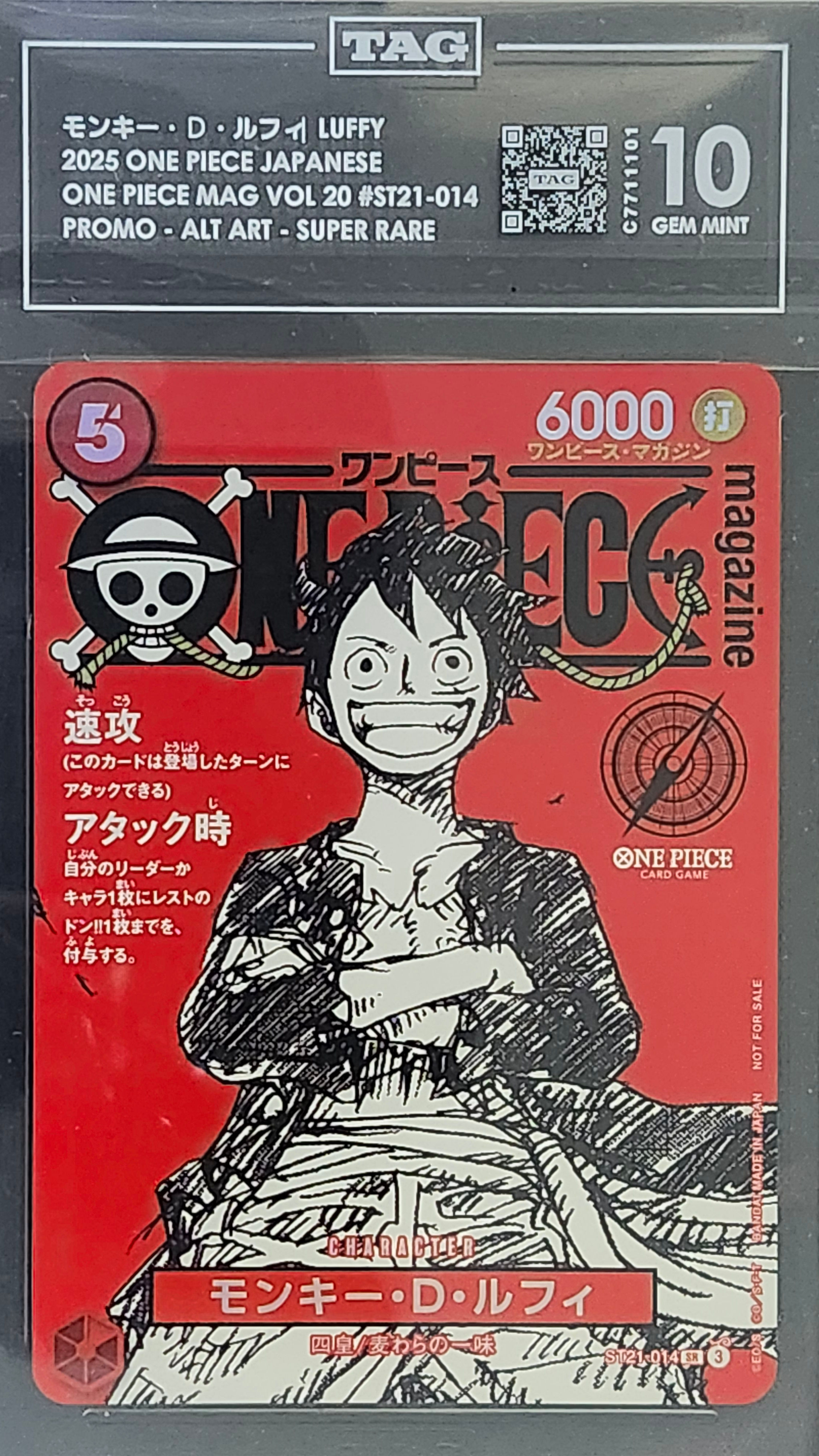 One Piece TAG 10 Monkey.D.Luffy ST21-014 Promo Magazine Vol. 20 Japanese