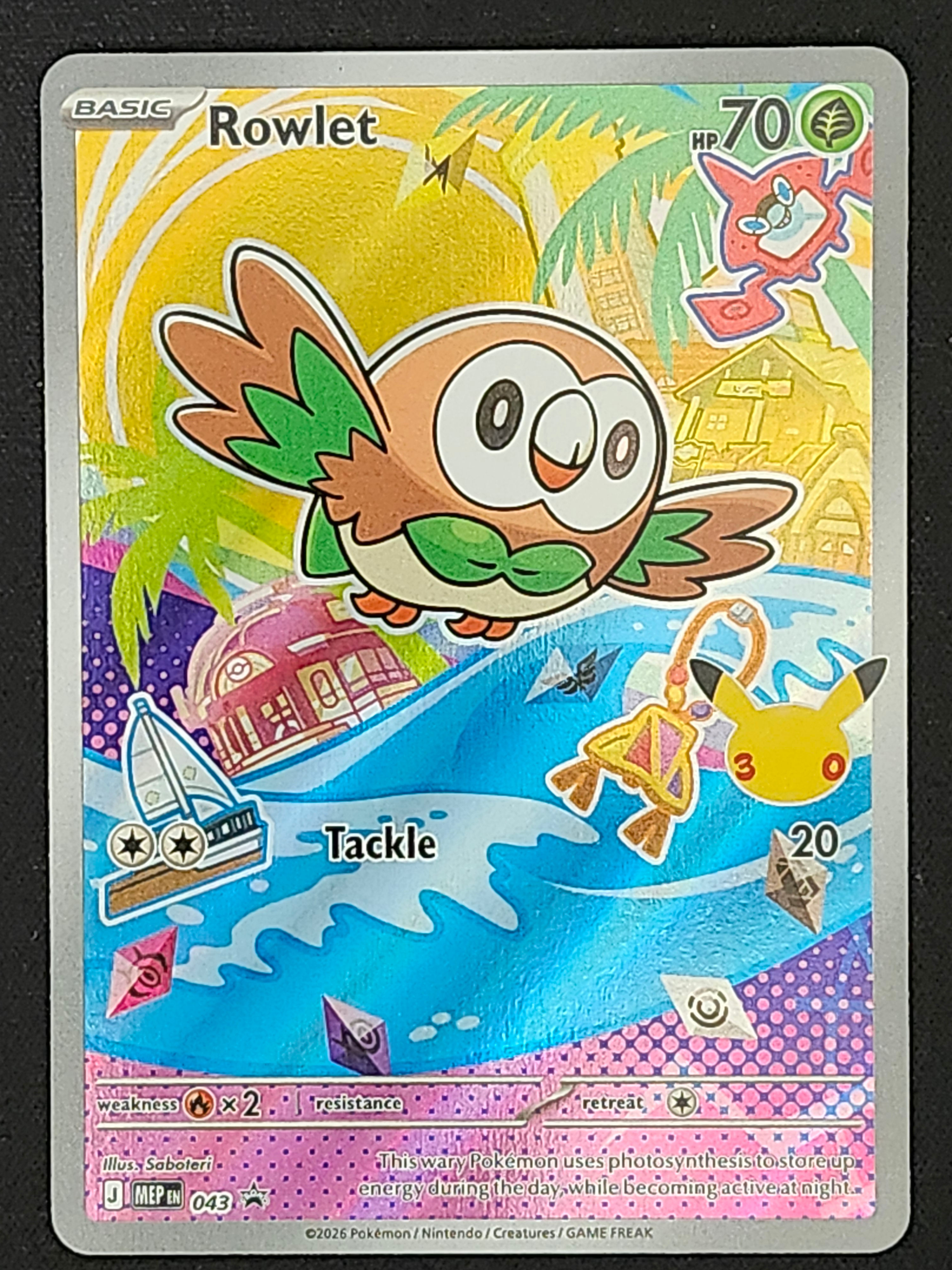 Pokemon Rowlet 043 Black Star Promo First Partner Series 1 MEP