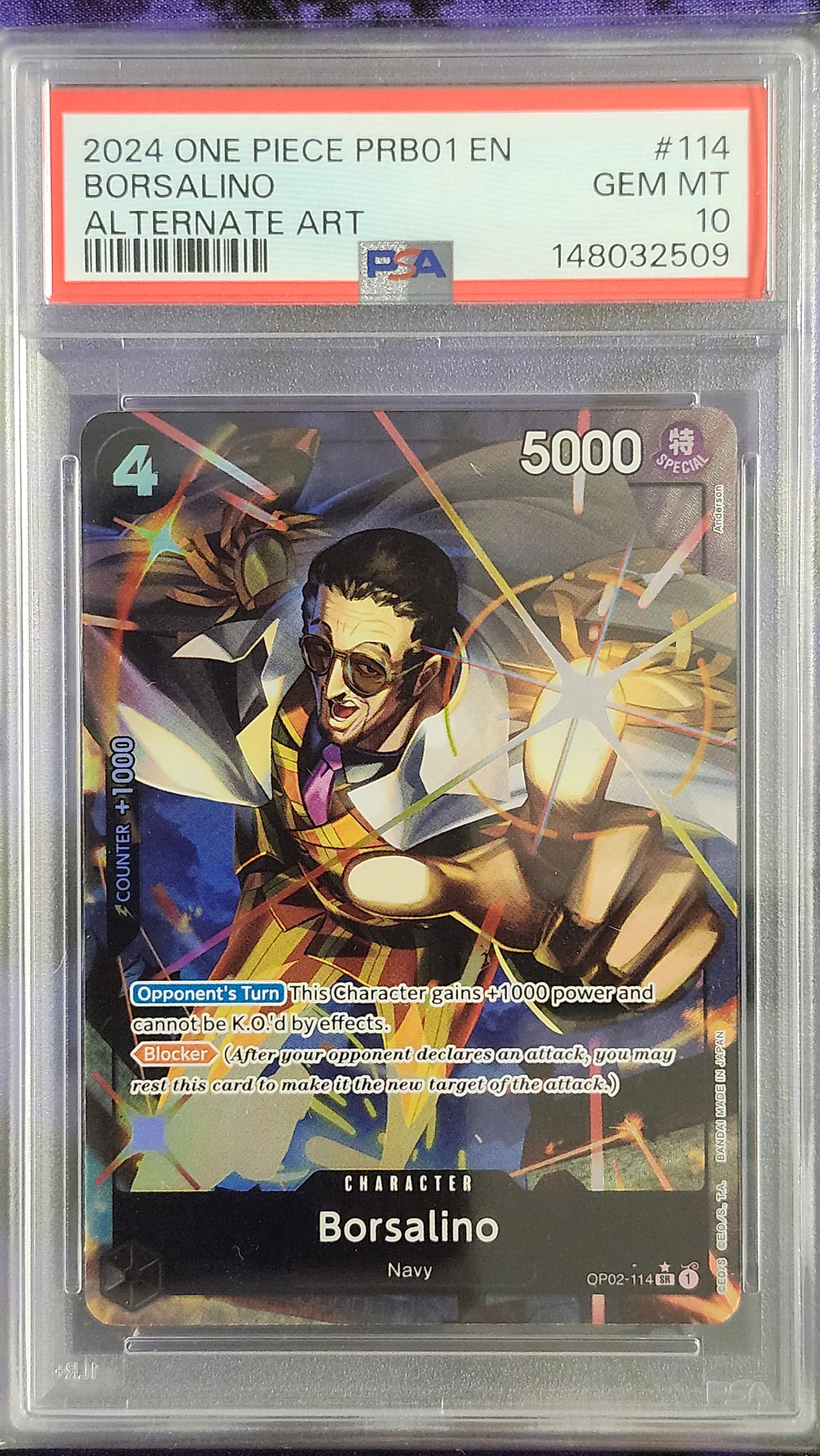 One Piece PSA 10 Borsalino 114 Alt Art PRB01 The Best Vol 1