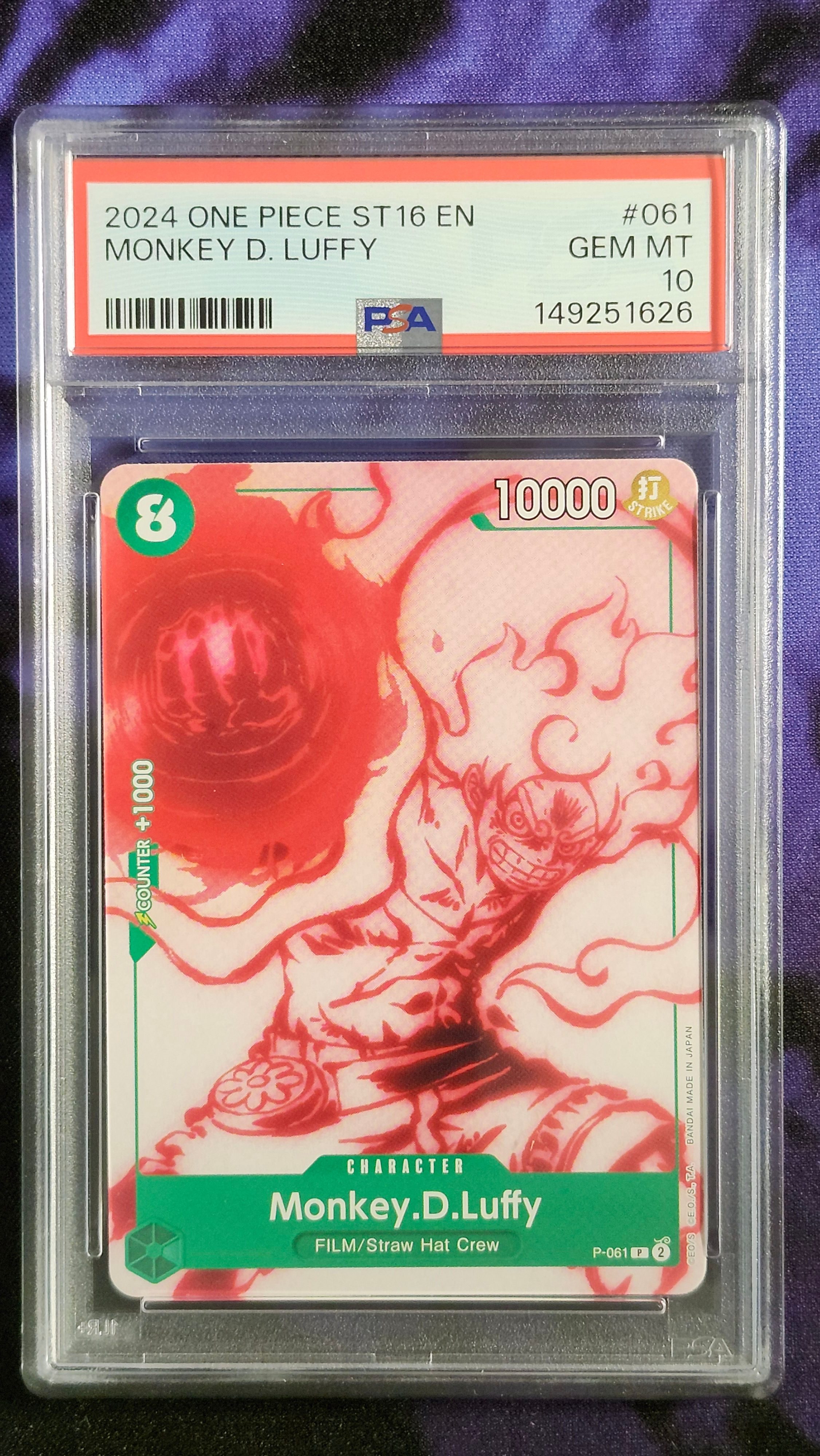 One Piece PSA 10 Monkey.D.Luffy 061 ST16 - Green Uta Starter Deck