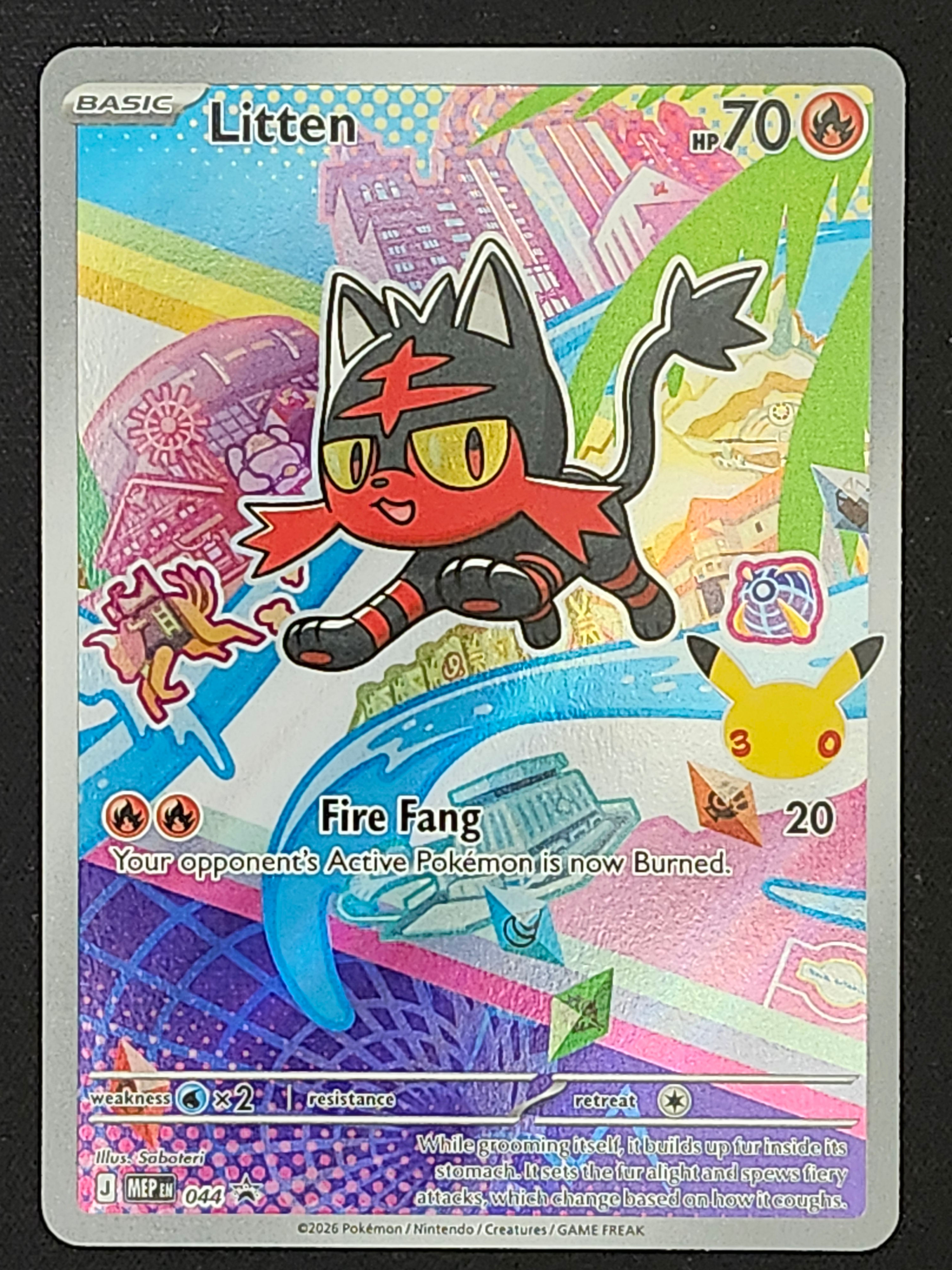 Pokemon Litten 044 Black Star Promo First Partner Series 1 MEP