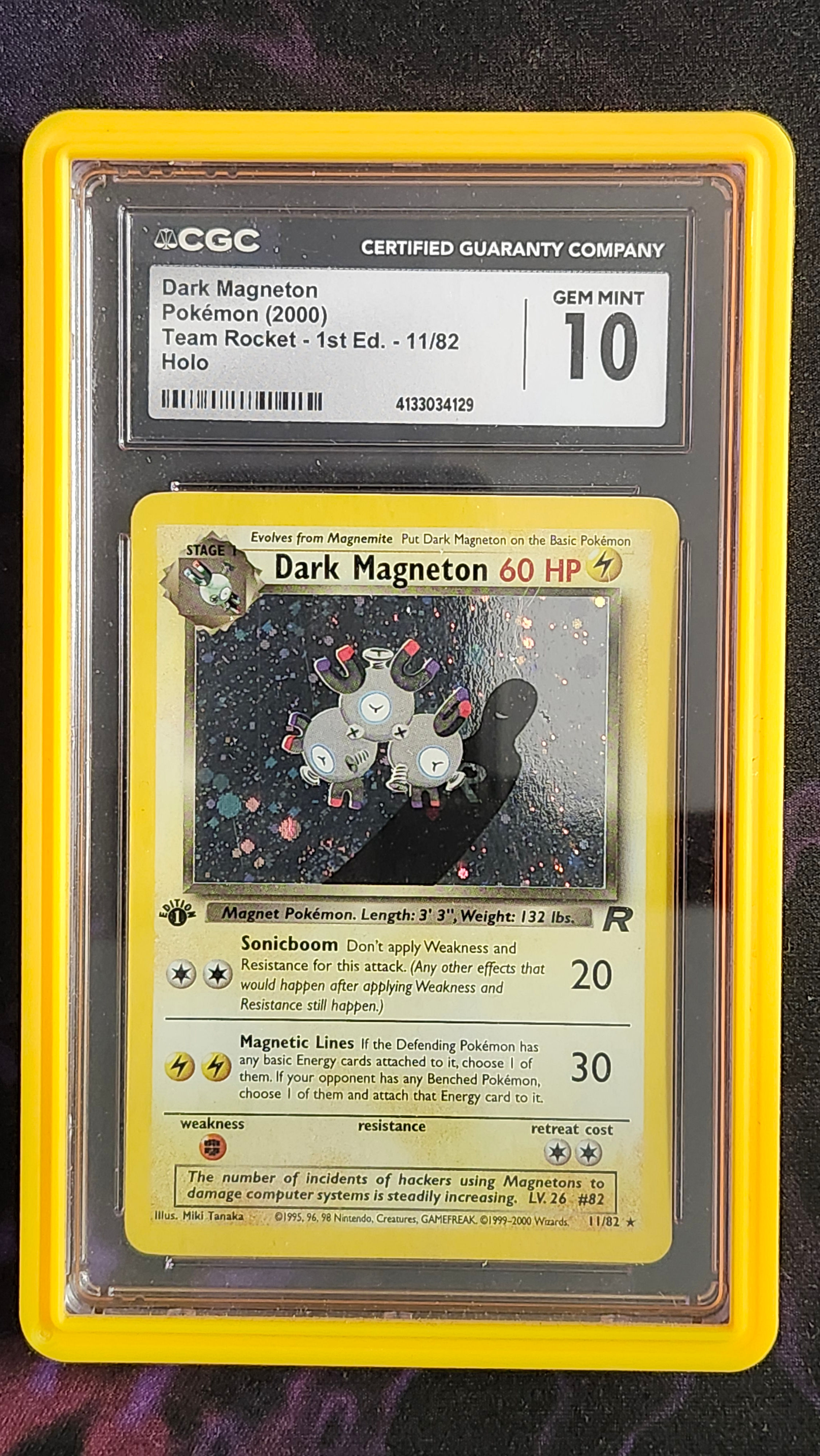 Pokemon CGC 10 Dark Magneton Team Rocket 1st Edition 11/82