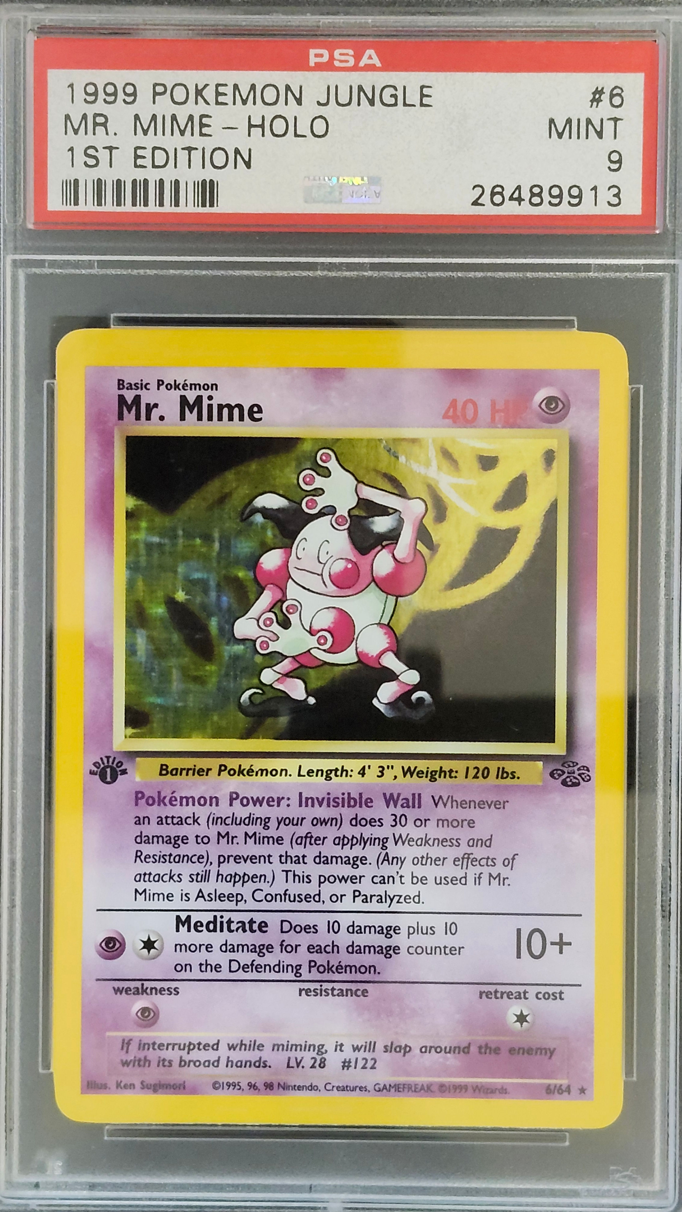 Pokemon PSA 9 Mr. Mime 6 Holo 1st Edition Jungle