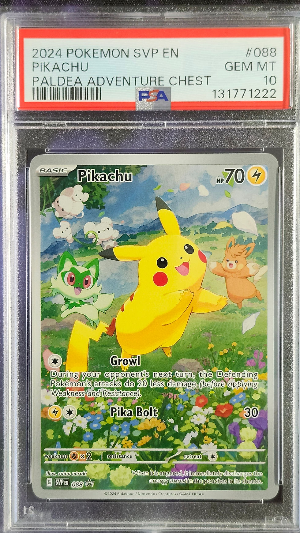 Pokemon PSA 10 Pikachu 088 Paldea Adventure Chest Promo